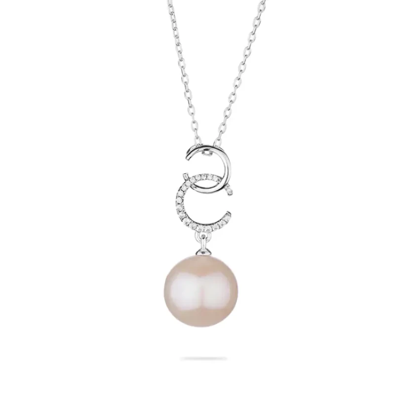 Колие Swan Pearls FP089NW, Бяла Перла и Цирконий, Сребро