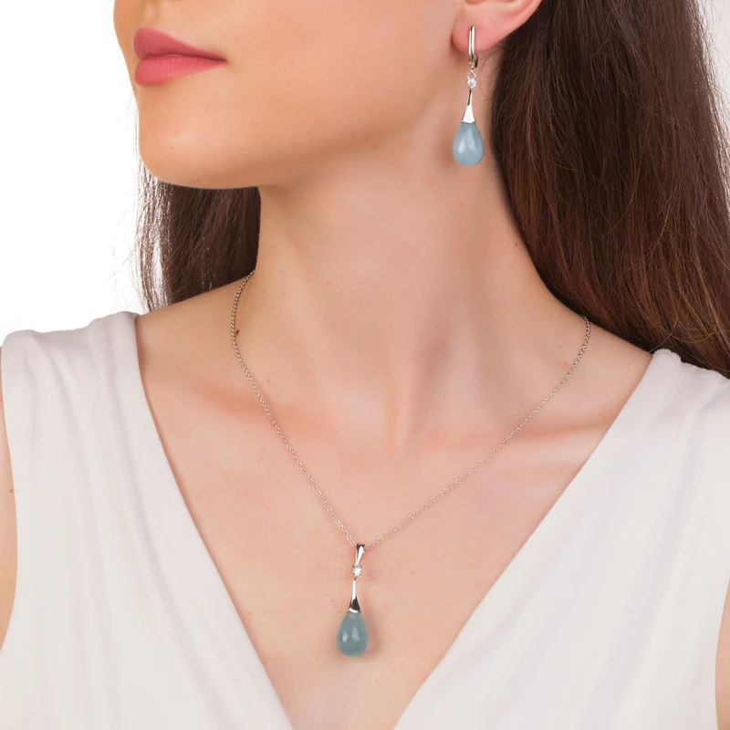 Колие Swan Pearls GL130SN Аквамарин, Сребро 925