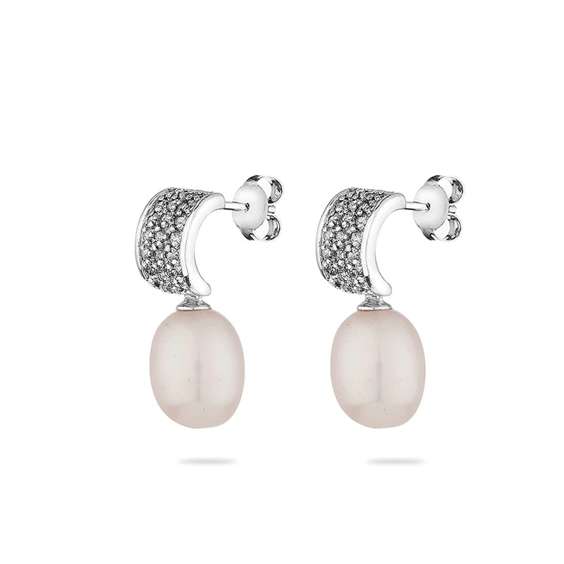 Обеци Swan Pearls IE0327W Бели Перли, Сребро 925