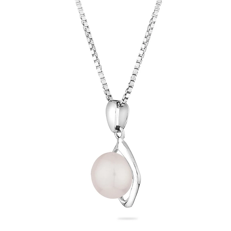 Колие Swan Pearls IEP0104W, Бяла Перла Ромб, Сребро