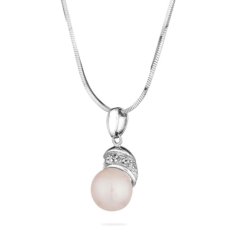 Колие Swan Pearls IP0137W, Бяла Перла и Цирконий, Сребро