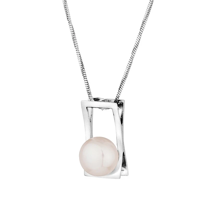 Колие Swan Pearls IP0274W, Бяла Перла, Сребро