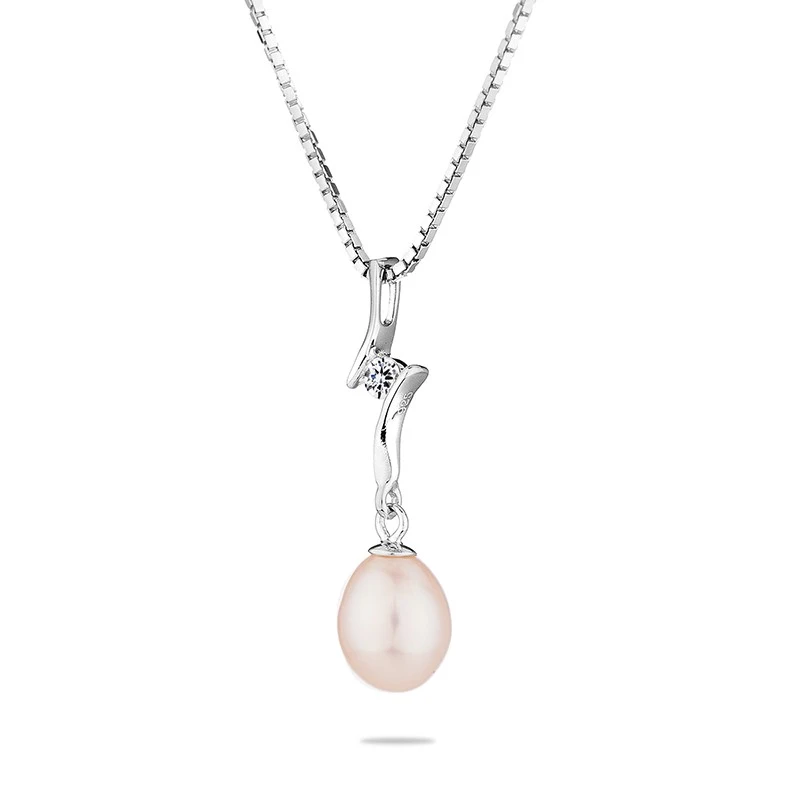 Колие Swan Pearls IP0408W, Бяла Перла, Сребро