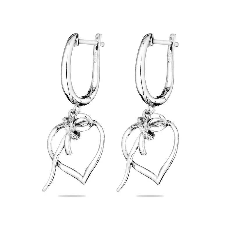 Обеци Swan Pearls JT8312E Сърца, Сребро 925