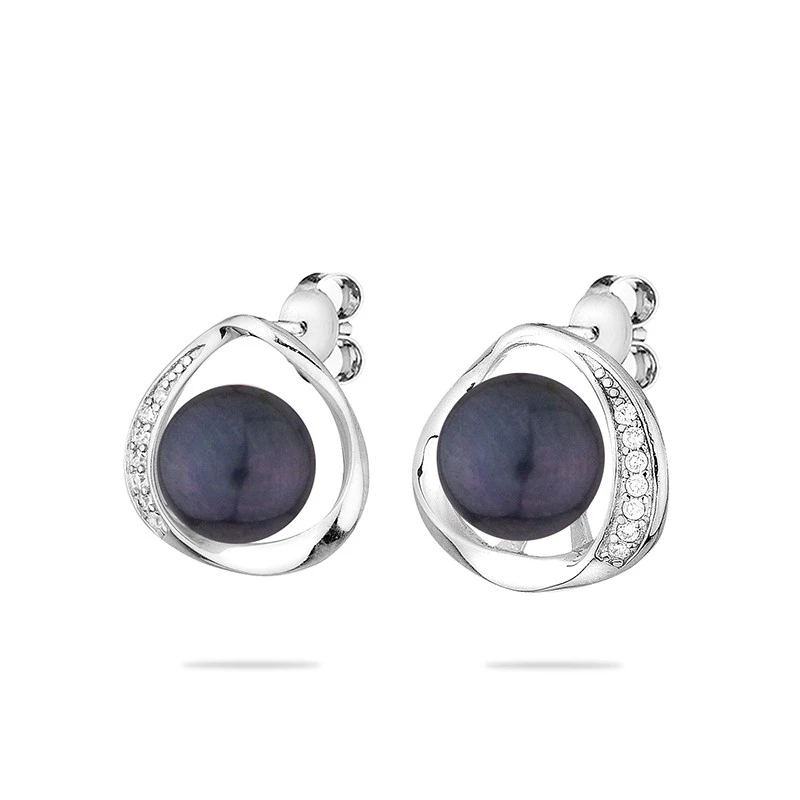 Обеци Swan Pearls LA924EB Черни Перли, Сребро 925