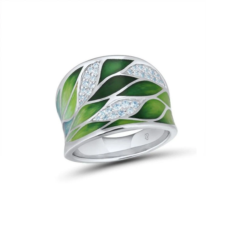 Пръстен Swan Pearls PJ303R, Син Шпинел и Цирконий, Сребро