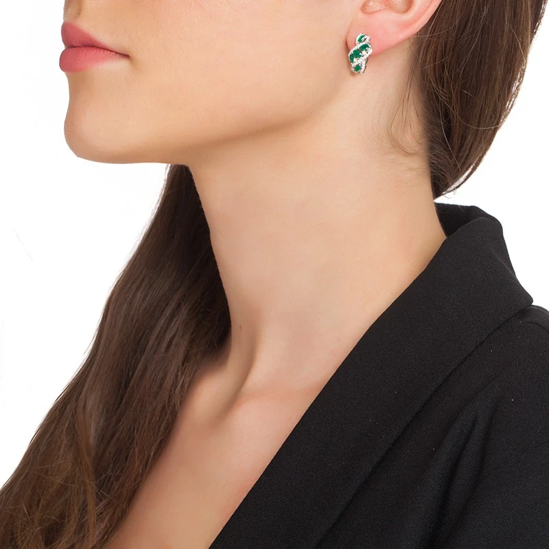 Обеци Swan Pearls PJ735E Зелен Халцедоний, Сребро 925