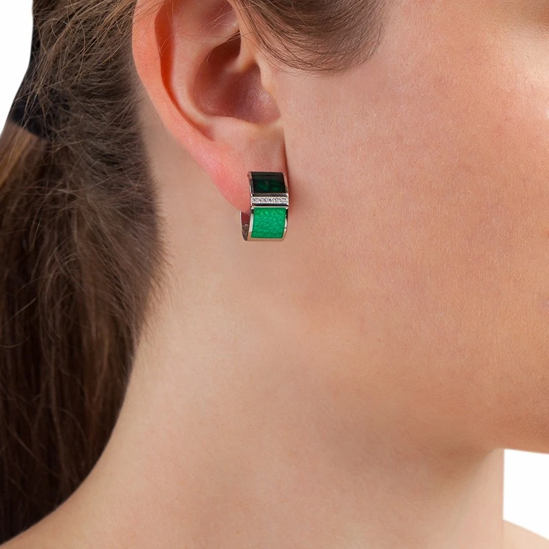 Обеци Swan Pearls PJ879E Зелен Цвят, Сребро 925