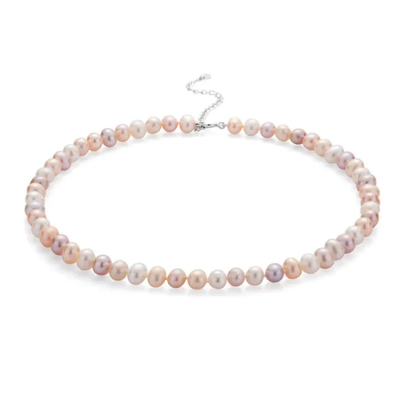 Колие Swan Pearls R04378NM, Многоцветни Розови Перли, Сребро