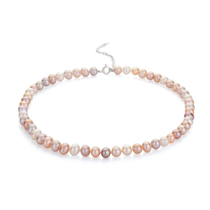 Колие Swan Pearls R04388NM, Многоцветни Розови Перли, Сребро