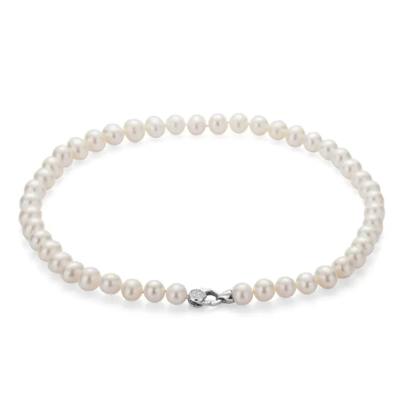 Колие Swan Pearls R10L48NW, Бели Перли, Сребро