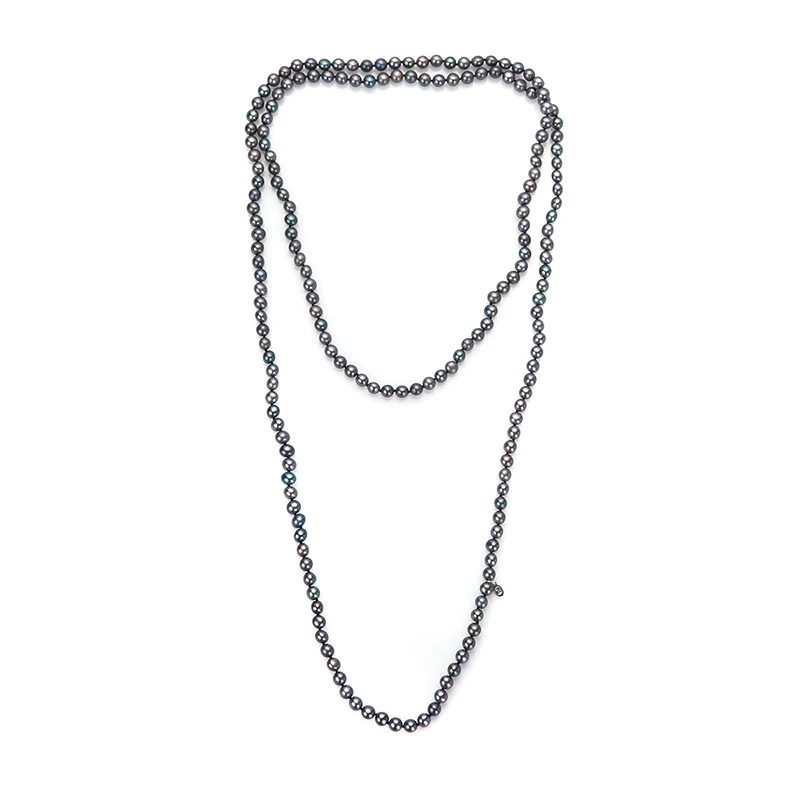 Колие Swan Pearls R5L126NB, Черни Перли, Сребро