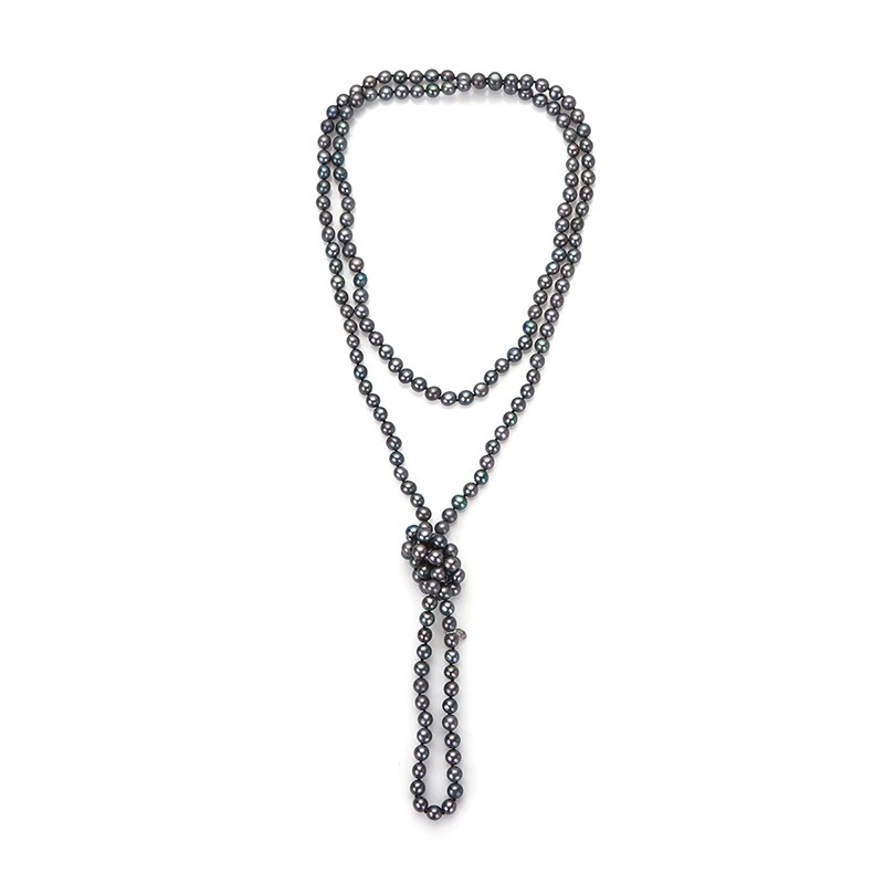 Колие Swan Pearls R5L126NB, Черни Перли, Сребро