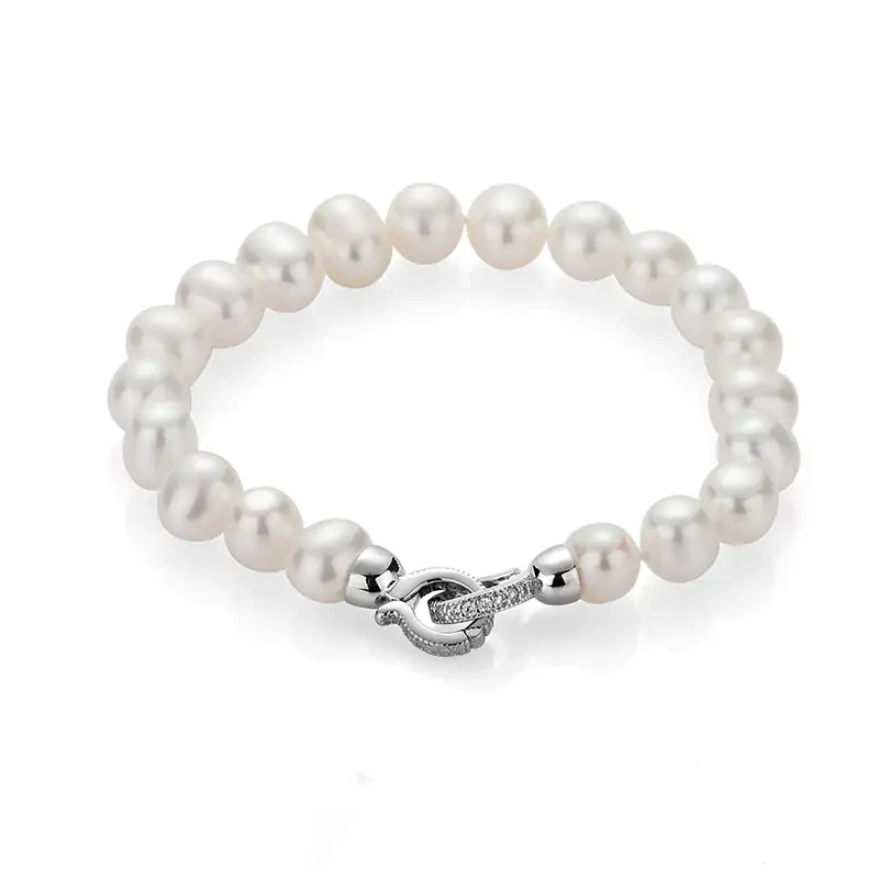 Гривна Swan Pearls R78L18BW, Бели Перли, Сребро