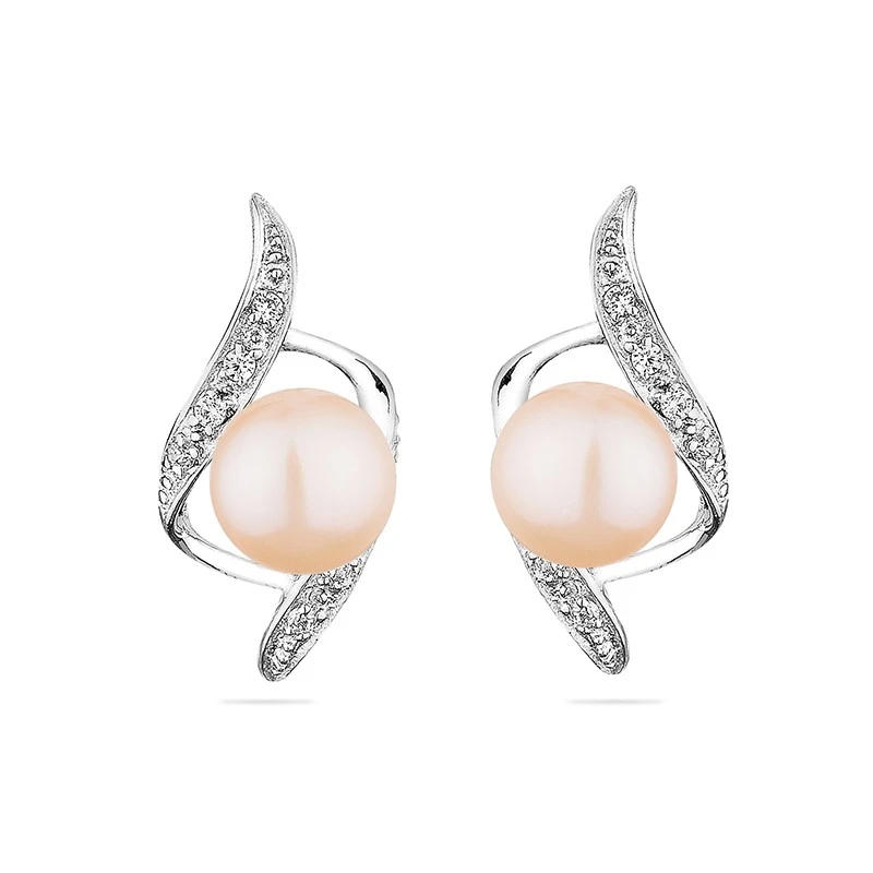 Обеци Swan Pearls SE0022P Розови Перли, Сребро 925