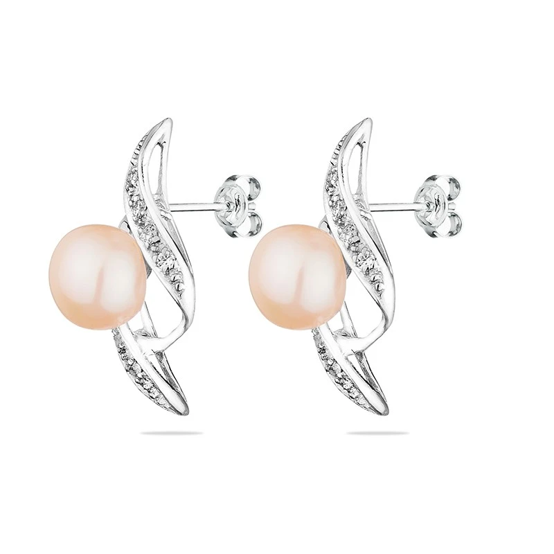 Обеци Swan Pearls SE0022P Розови Перли, Сребро 925