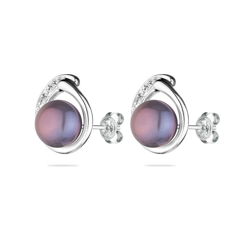 Обеци Swan Pearls SE0029B Черни Перли, Сребро 925, Перли