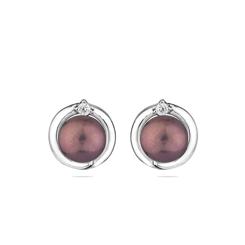 Обеци Swan Pearls SE0253B Черни Перли, Цирконий, Сребро 925, Перли