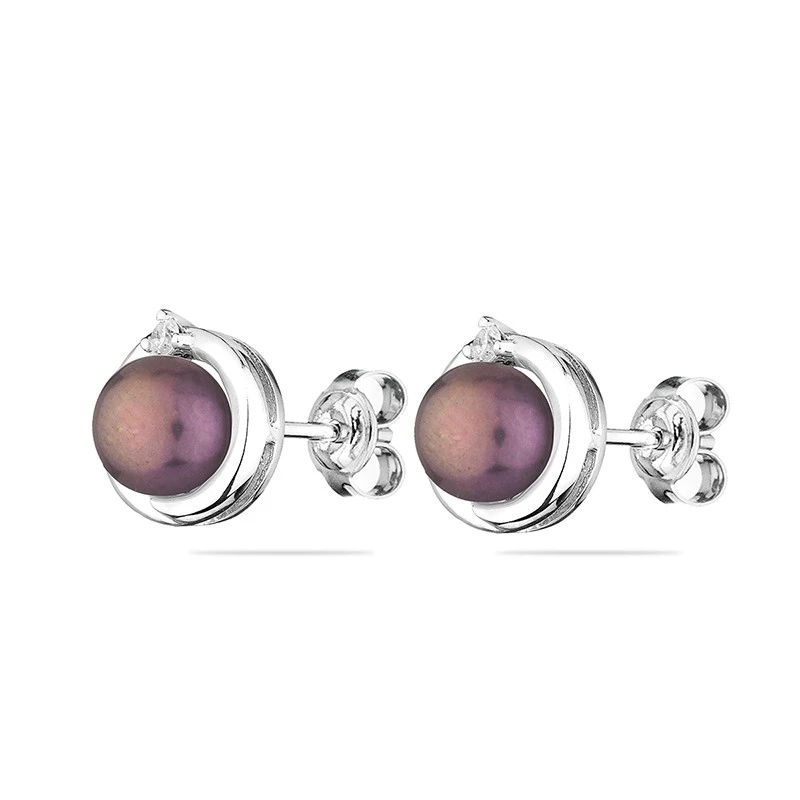 Обеци Swan Pearls SE0253B Черни Перли, Цирконий, Сребро 925, Перли