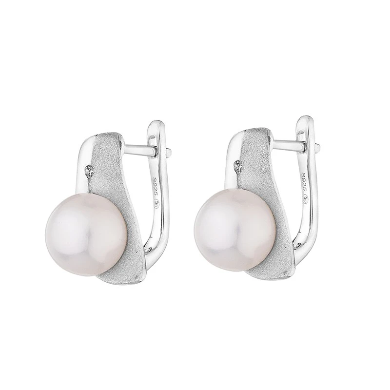 Обеци Swan Pearls SH17EW Бели перли, Сребро 925