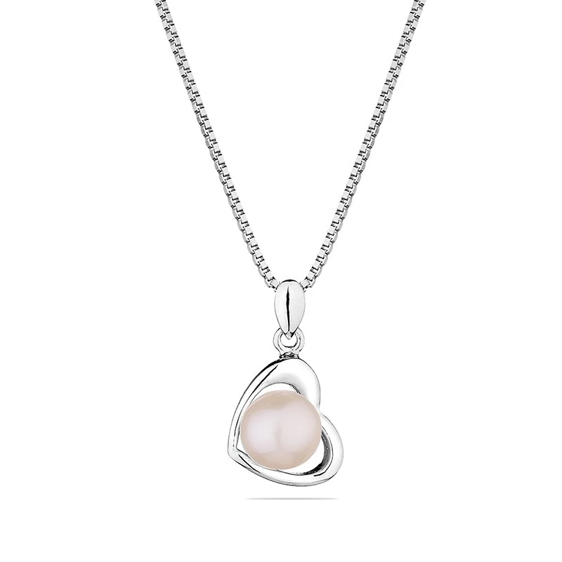 Колие Swan Pearls SP0165W, Сърце Бяла Перла, Сребро