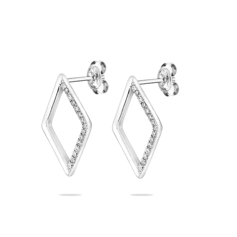 Обеци Swan Pearls XH1658E Ромб, Сребро 925, Цирконий