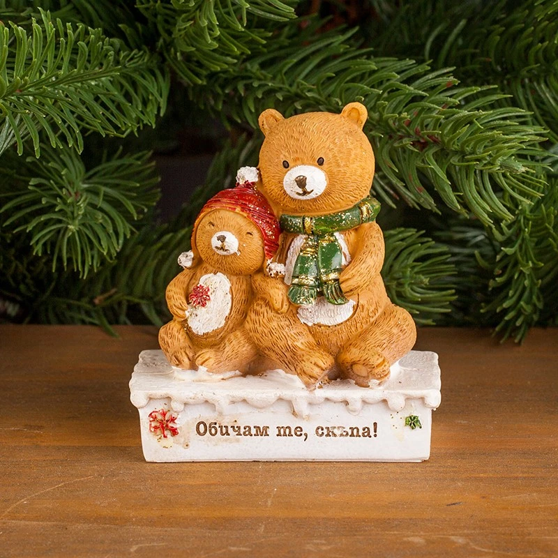 Коледни влюбени мечета Димс-92, KN036, С надпис