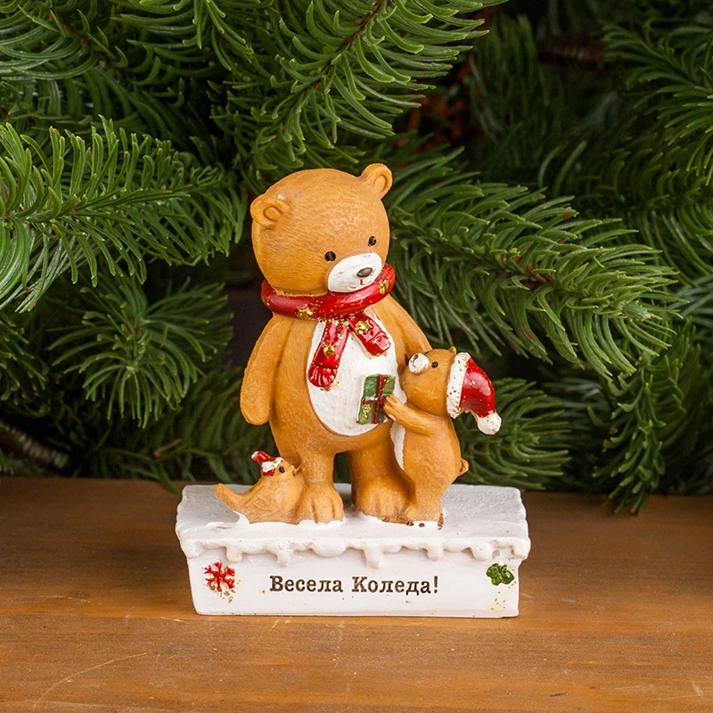 Коледни мечета Димс-92, KN037, С надпис, 10см