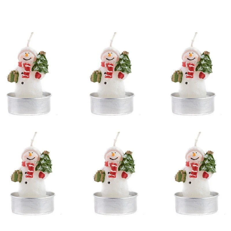 Коледни свещи снежко 6 бр. MH35, Многоцветни, 6 см