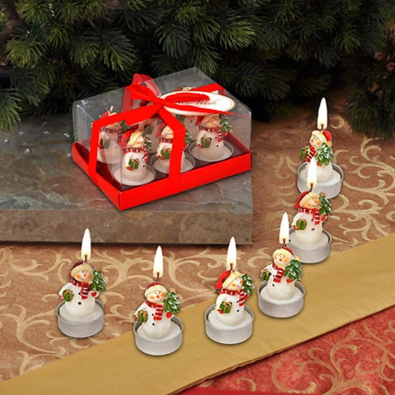 Коледни свещи снежко 6 бр. MH35, Многоцветни, 6 см