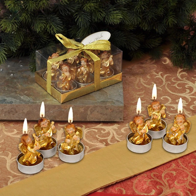 Коледни свещи ангелчета 6 бр. MH39, Златисти, 6 см