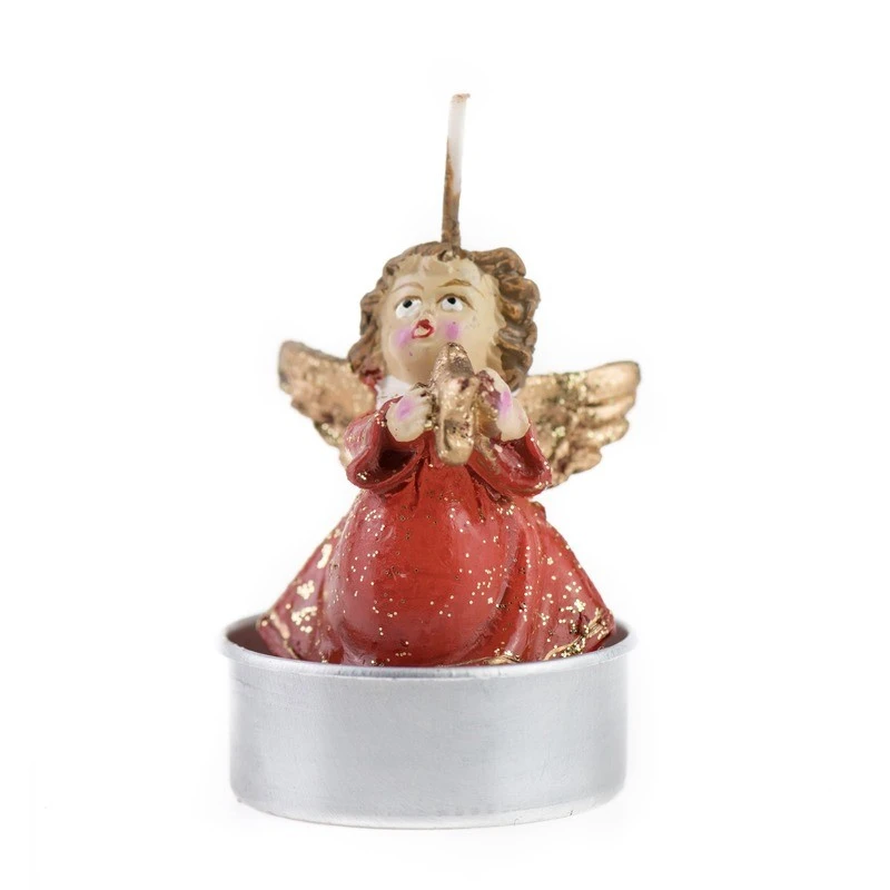 Коледни свещи ангелчета 6 бр. MH40, Червен/кафяв, 6 см