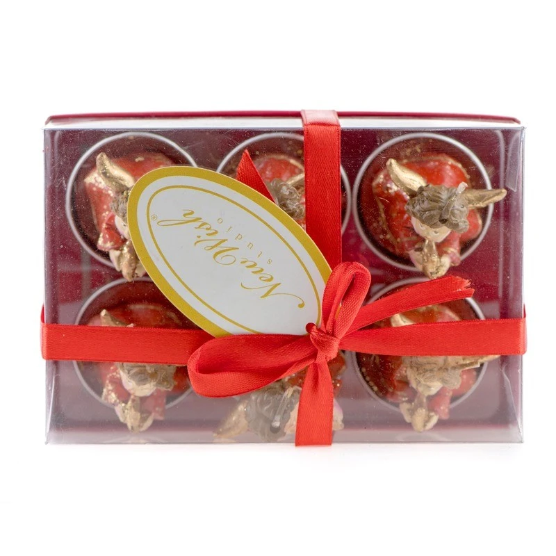 Коледни свещи ангелчета 6 бр. MH40, Червен/кафяв, 6 см