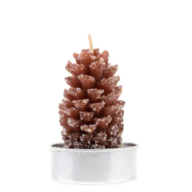 Коледни свещи шишарка 6 бр. MH43, Кафяви, 6 см