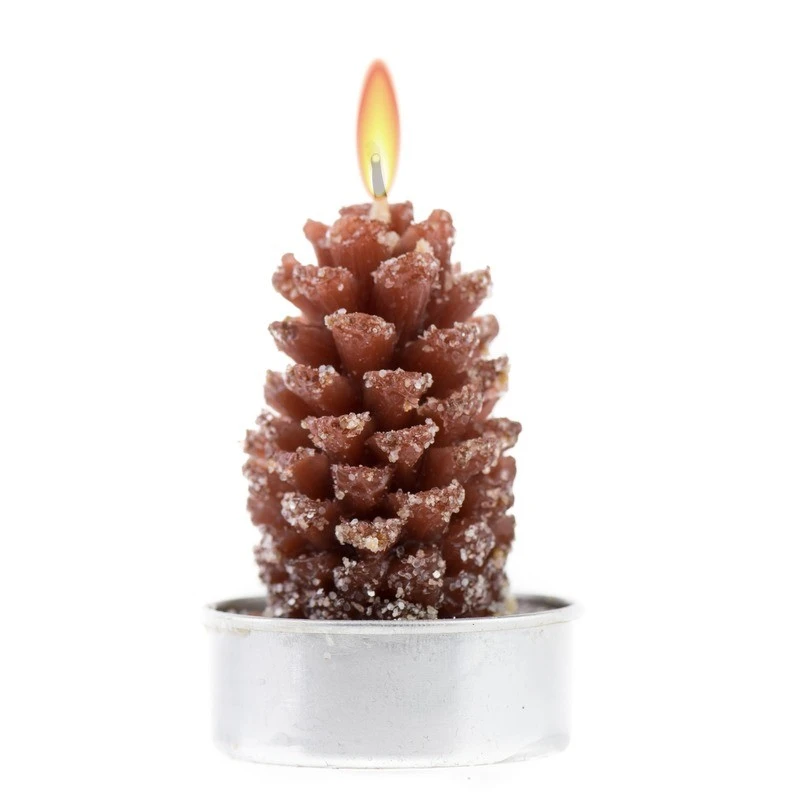 Коледни свещи шишарка 6 бр. MH43, Кафяви, 6 см