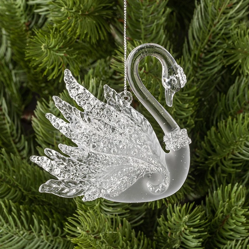 Коледна играчка Лебед, Димс-92, Сребрист, WL127