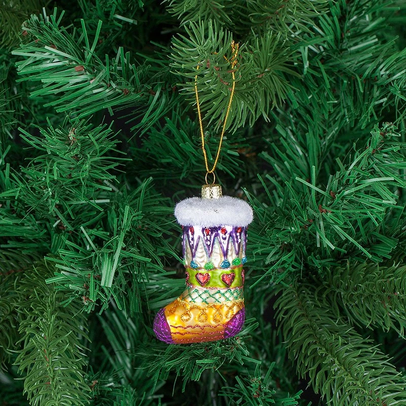 Коледна играчка Димс-92 Чорап L043, стъкло, 7,5 см