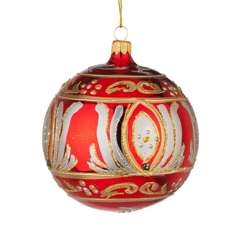 Коледна топка Димс-92 RM00602L, Стъкло,Червена,10 см