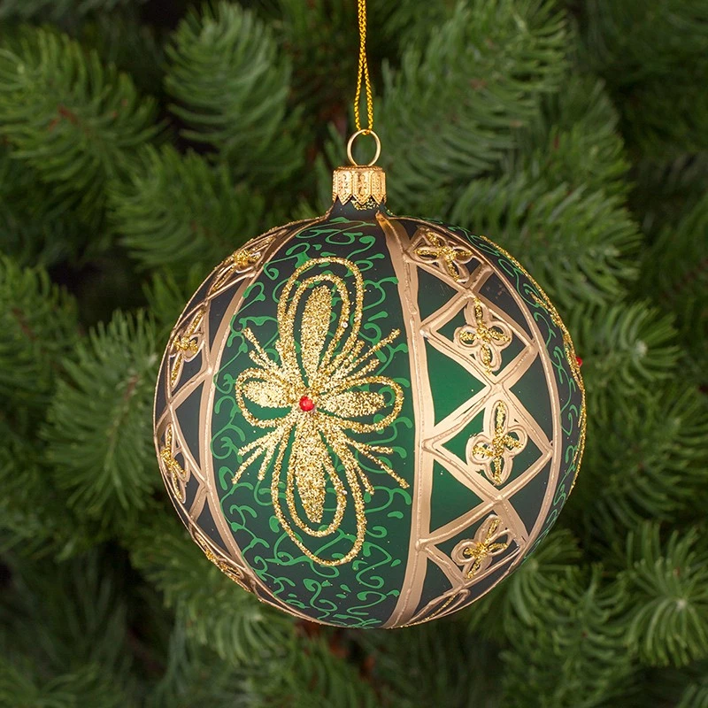 Коледна топка Димс-92 RM02004L, Стъкло, Зелена,10 см