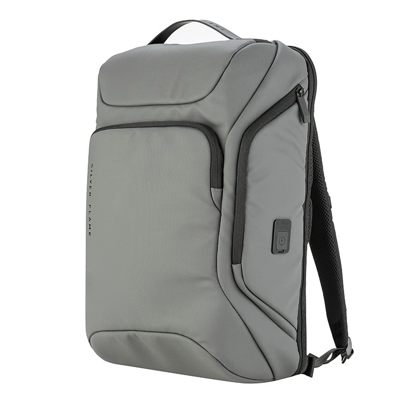 Раница за лаптоп с вграден USB порт Silver Flame, K001, Сива