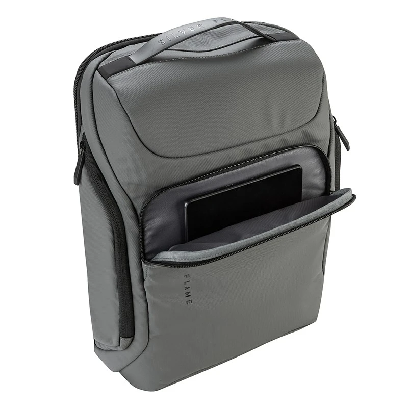 Раница за лаптоп с вграден USB порт Silver Flame, K001, Сива