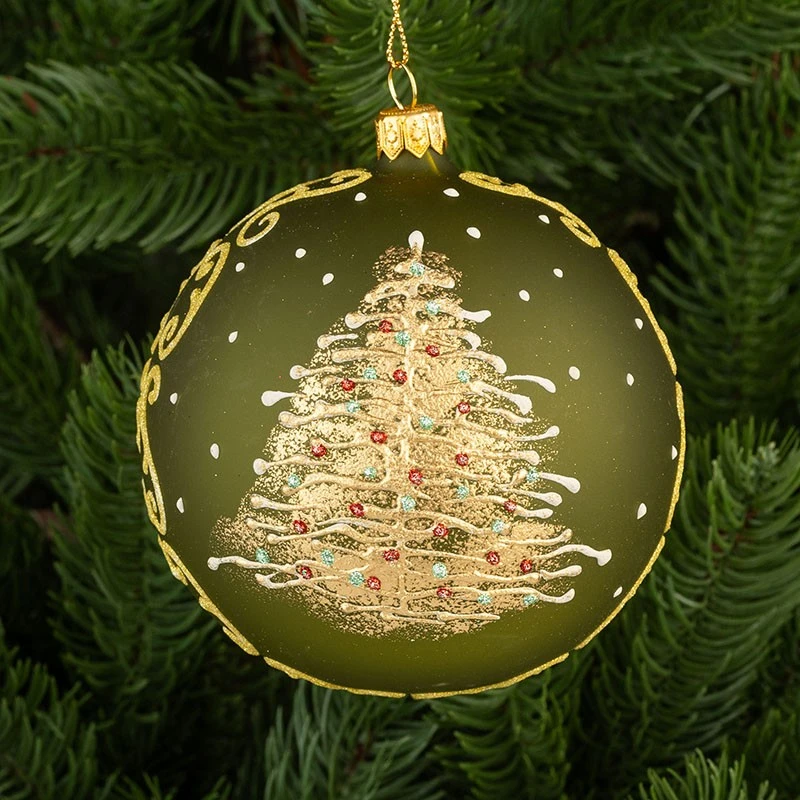 Коледна топка с декорация Димс-92, RM04904L, стъкло