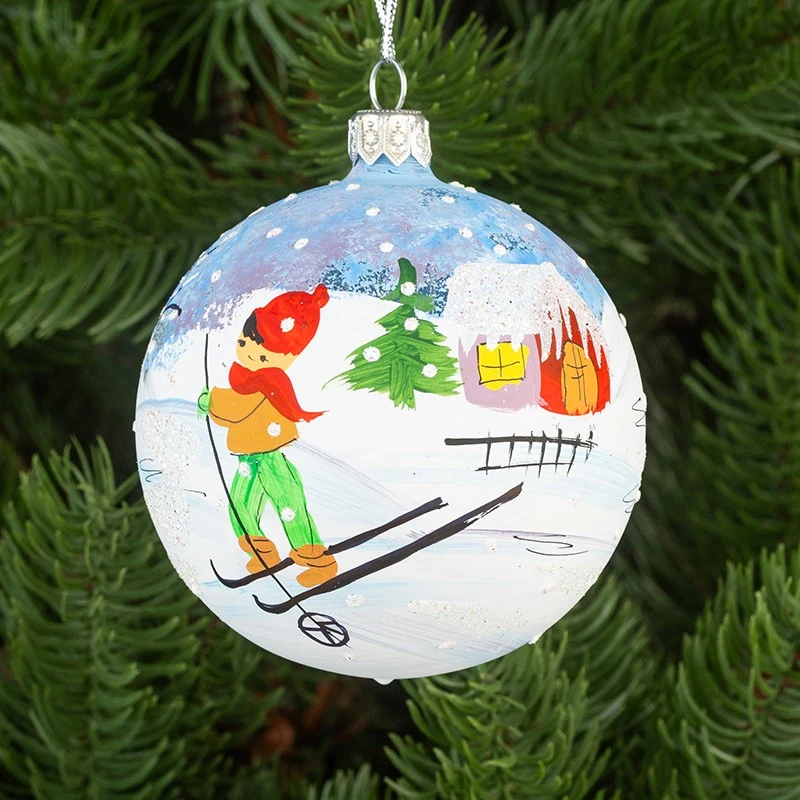 Коледна топка с декорация Димс-92, RM062S, стъкло