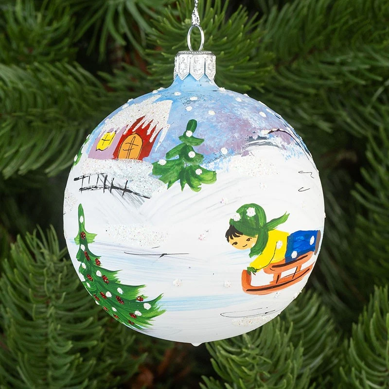 Коледна топка с декорация Димс-92, RM062S, стъкло