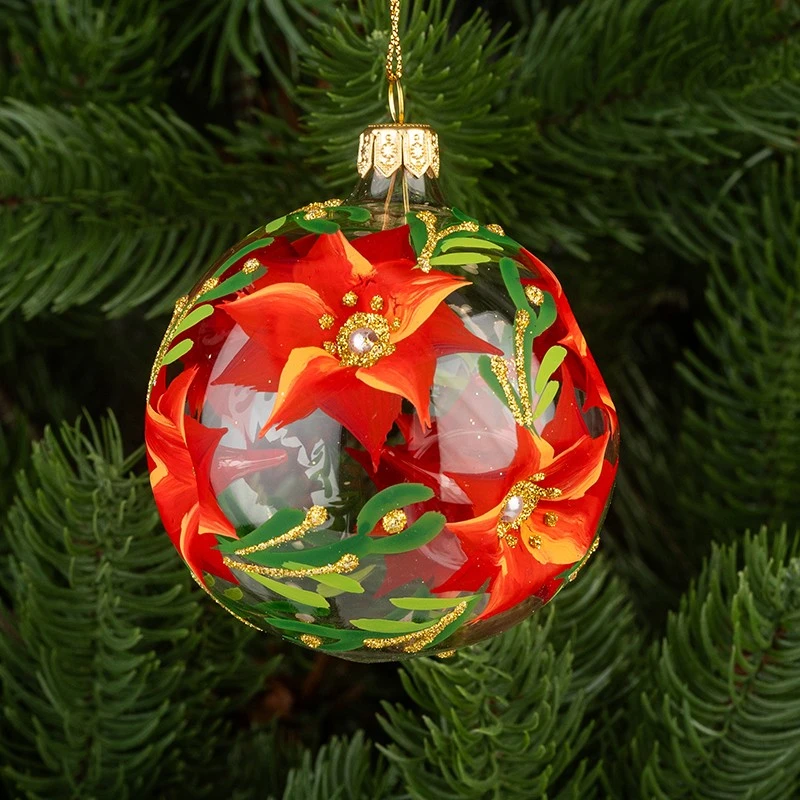 Коледна топка с декорация Димс-92, RM065S, стъкло