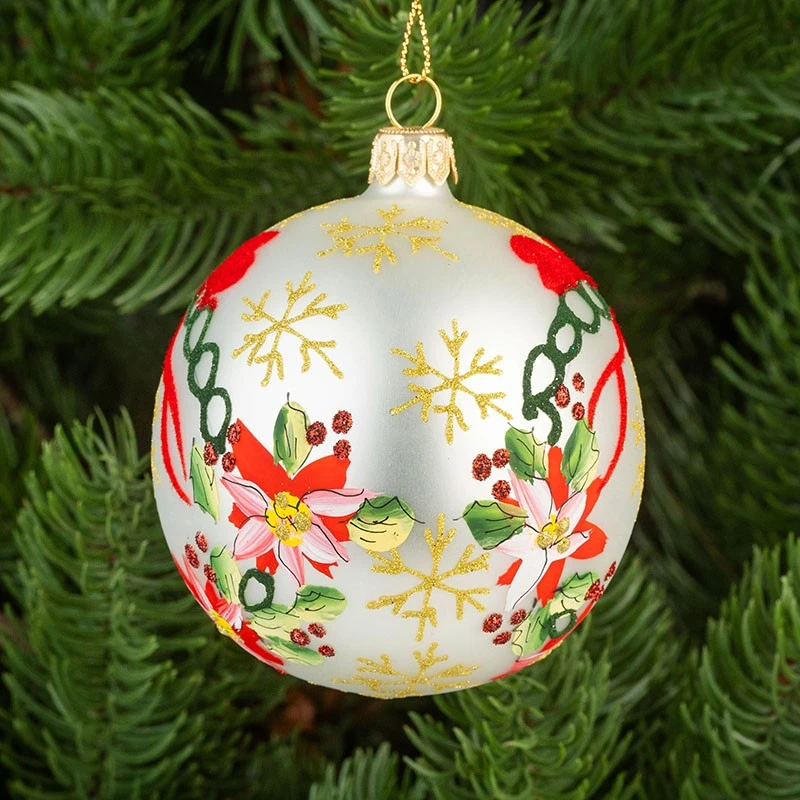 Коледна топка с декорация Димс-92, RM069S, стъкло