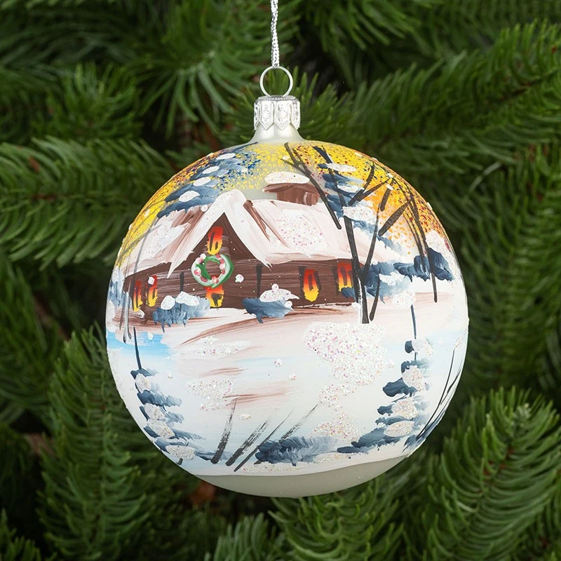 Коледна топка с декорация Димс-92, RM071L, стъкло