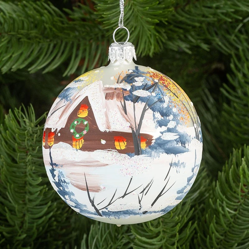 Коледна топка с декорация Димс-92, RM071S, стъкло