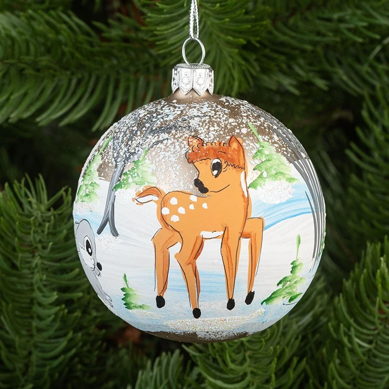 Коледна топка с декорация Димс-92, RM073S, стъкло