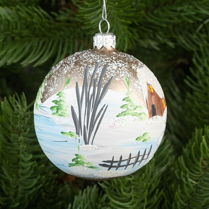 Коледна топка с декорация Димс-92, RM073S, стъкло